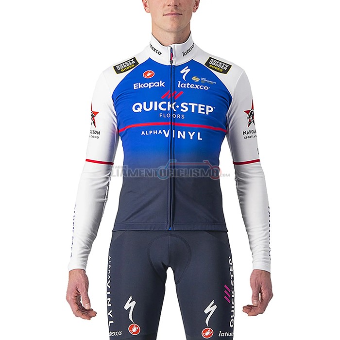 Abbigliamento Ciclismo Deceuninck Quick Step Manica Lunga 2022 Blu Bianco